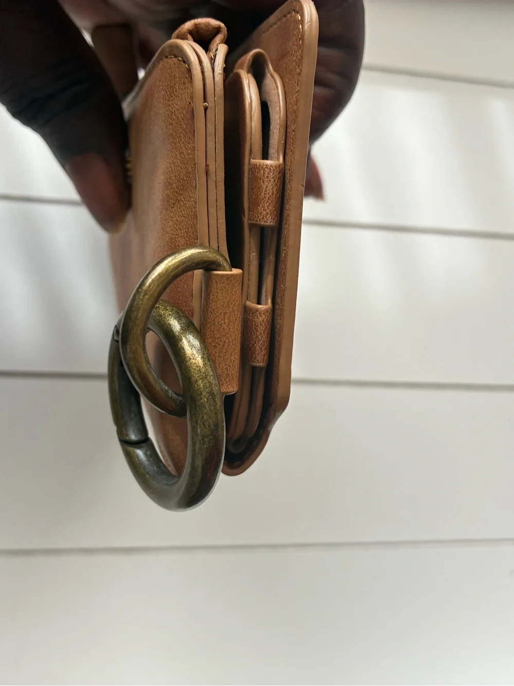 Tan Zip Wrist Wallet with Key Ring